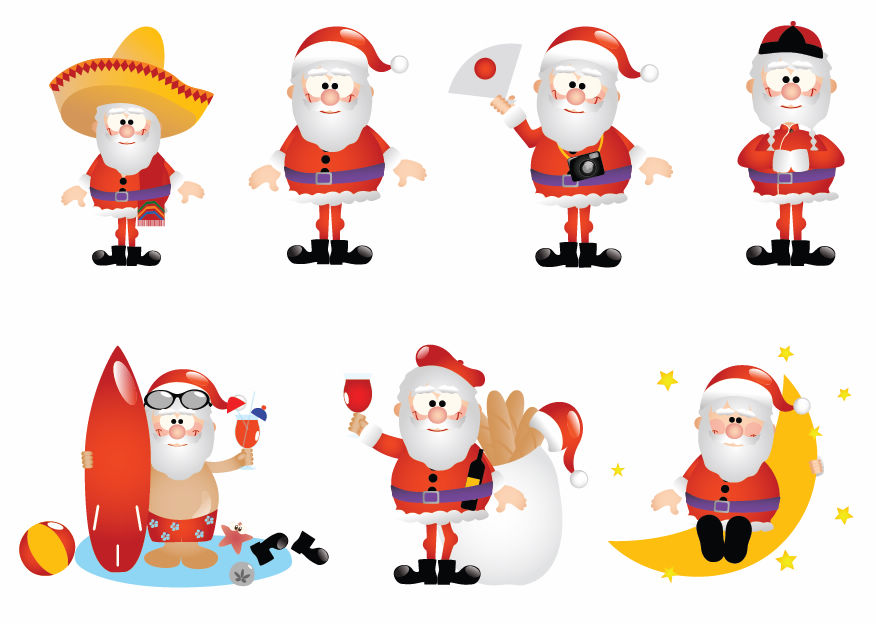 free vector Cartoon Santa Vector Set